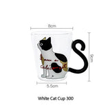 Cute Cat Glass Mug with Tail Handle 300ml