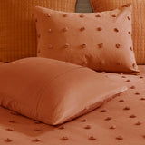 Chenille Poms Cotton Comforter/Duvet Cover Set, Rust