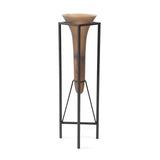 Bronze Euler Drop Vase with Black Iron Stand- Large