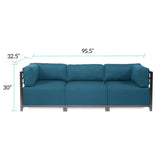 Axis 3pc Sectional Seascape Turquoise Titanium Frame
