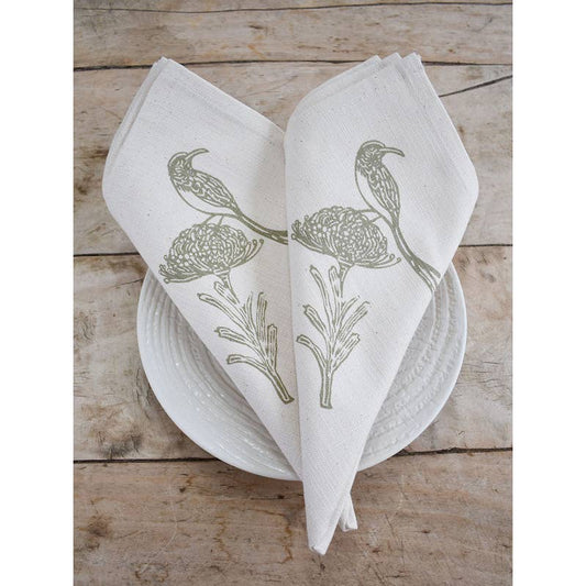 French Home Set of 4 Sugarbird Napkins - Sage