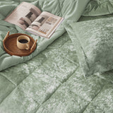 Velvet Quilted Diamond Comforter Set, Green