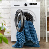 300GSM Fluffy Ribbed Plush Comforter Set,Blue