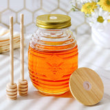 Glass Bee Honey Jar with Dipper Set 24 oz