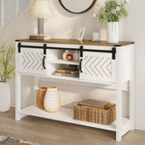 Console Table with Storage Shelf & Sliding Barn Door