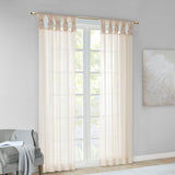 Voile Sheer Twist Tab Drapes, Ivory