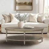 Oval Coffee Table with Shelf, Reclaimed Greige