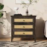 Wholesale 3 Drawer Dresser, Cane Nightstand with Rattan Drawers
