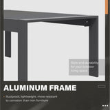 Modern Outdoor Aluminum Coffee Table – 43" Patio Table