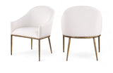 Ferro - Linen Textured Performance Fabric Upholstered Dining Arm Chair - Cream / Brushed Gold