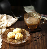 Vintage Style Glass Cappuccino Cup & Saucer Set