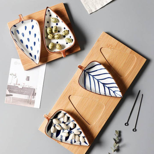Leaf Shape Ceramic Bowl Set of 4 for Sauces