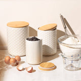 Embossed Ceramic Storage Jars Set of 3 – Ivory