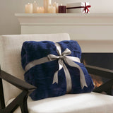 Faux Fur Velvet Throw Blanket 50x60", Navy