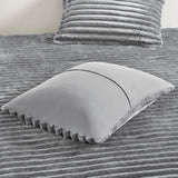 300GSM Fluffy Ribbed Plush Comforter Set,Gray