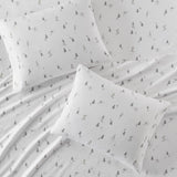 Winter Flannel Cotton Sheet Set, Ski, Light Grey