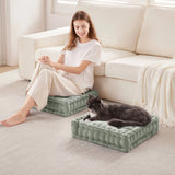 Tufted Chenille Square Floor Pillow Cushion, Desert Sage
