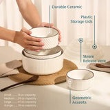 Kook Ceramic Nesting Bowls with Lids, Set of 4