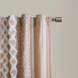 Cotton Printed Curtain Panel Chenille Stripe Lining, Blush