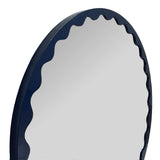 Santosh Round Glossy Navy Scalloped Mirror