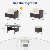 7‑Piece Pe Wicker Outdoor Dining Sectional Sofa Set