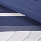 Silky Pintucked 7-Piece Comforter Set, Navy Blue