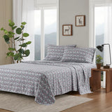 Wholesale Ski Jump Novelty Printed Soft Cotton Flannel Sheet Set, Grey