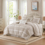 7 Piece Shabby Chic Comforter Set, Neutral