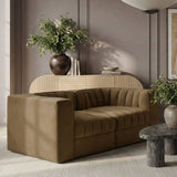 Rummi - Velvet Performance Fabric Upholstered 2 Piece Modular Loveseat