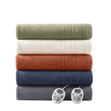 Buttery Soft Feel Faux Feathersoft Heated Blanket, Navy