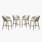 PURPLE LEAF Outdoor Bar Stools Patio Modern Aluminum Rattan High Back & Arms Bar Chairs with Removable Cushions and Pillows for Outdoor or Indoor