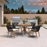 PURPLE LEAF Round Patio Dining Set with Aluminum Frame and Wicker Rattan Dining Chair with Comfortable Cushions for Deck Porch Kitchen Outdoor