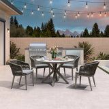 PURPLE LEAF Round Patio Dining Set with Aluminum Frame and Wicker Rattan Dining Chair with Comfortable Cushions for Deck Porch Kitchen Outdoor