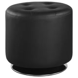 Bowman Round Upholstered Tufted Swivel Ottoman Black