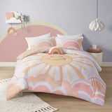 Sunshine Rainbow Kids Cotton Comforter Set, Coral