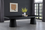 Tavolo Contemporary Dining Table with Rich Black Oak Finish and Expanding Leaf Extensions for Versatility