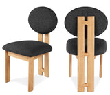Napa Dining Chair Set of 2 - Contemporary Design with Luxurious Boucle Fabric and Natural Wood Frame