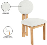 Napa Dining Chair Set of 2 - Contemporary Design with Luxurious Boucle Fabric and Natural Wood Frame