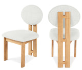 Napa Dining Chair Set of 2 - Contemporary Design with Luxurious Boucle Fabric and Natural Wood Frame