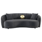Brookside Velvet Upholstered Curved Sofa Dark Grey