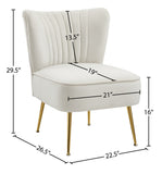Tess Velvet Accent Chair - Chic Contemporary Design with Deep Channel Tufting and Gold Steel Legs