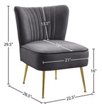 Tess Velvet Accent Chair - Chic Contemporary Design with Deep Channel Tufting and Gold Steel Legs