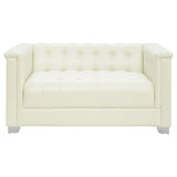 Chaviano Upholstered Track Arm Loveseat Pearl White