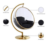 Luna Contemporary Acrylic Swing Bubble Accent Chair with Gold Metal Base for Ultimate Comfort