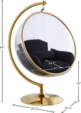 Luna Contemporary Acrylic Swing Bubble Accent Chair with Gold Metal Base for Ultimate Comfort