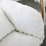 Luna Acrylic Swing Chair with Faux Fur Cushion, Gold Base - Modern Bubble Accent for Comfort