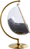 Luna Contemporary Acrylic Swing Bubble Accent Chair with Gold Metal Base for Ultimate Comfort