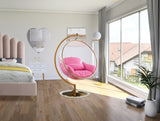 Luna Contemporary Acrylic Swing Bubble Accent Chair with Gold Metal Base for Ultimate Comfort