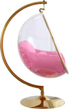 Luna Contemporary Acrylic Swing Bubble Accent Chair with Gold Metal Base for Ultimate Comfort