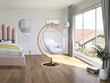 Luna Contemporary Acrylic Swing Bubble Accent Chair with Gold Metal Base for Ultimate Comfort